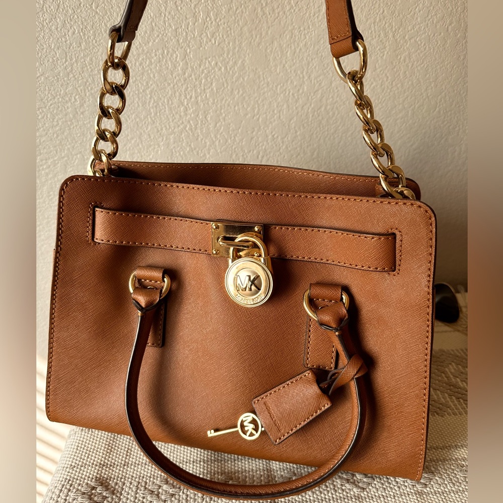 Michael Kors Brown Saffiano Leather Hamilton Tote
